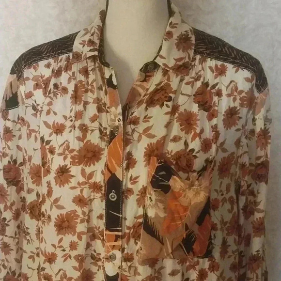 Free People Mix Print Button Down Size XS - Picture 6 of 10